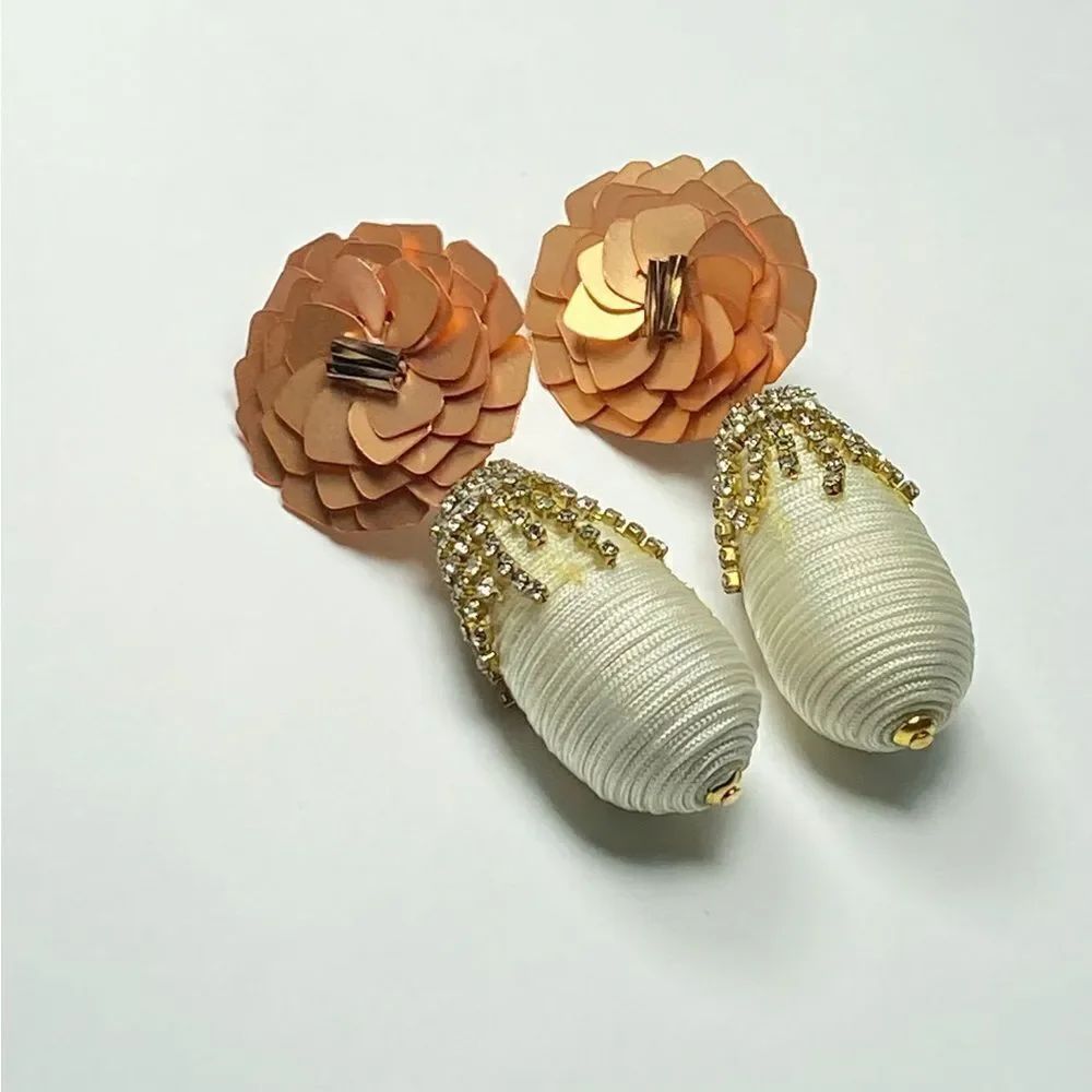 Lizzie Fortunato Le Pavilion Sequin & Crystal Embellished Flower Drop Earrings — image 4 of 8